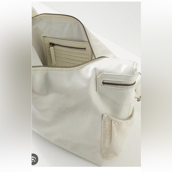 Free People Off The Record Carryall Tote Coated Shiny Canvas Adjustable Strap - Picture 5 of 8